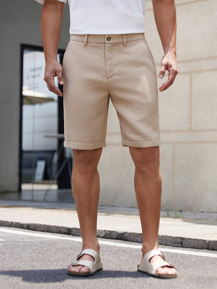 Bermuda droit tissé taille mi-haute – Short décontracté pour homme