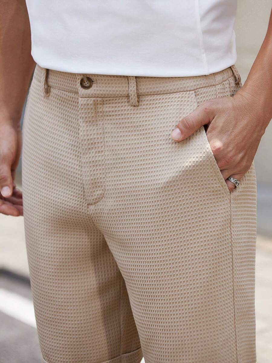 Bermuda droit tissé taille mi-haute – Short décontracté pour homme