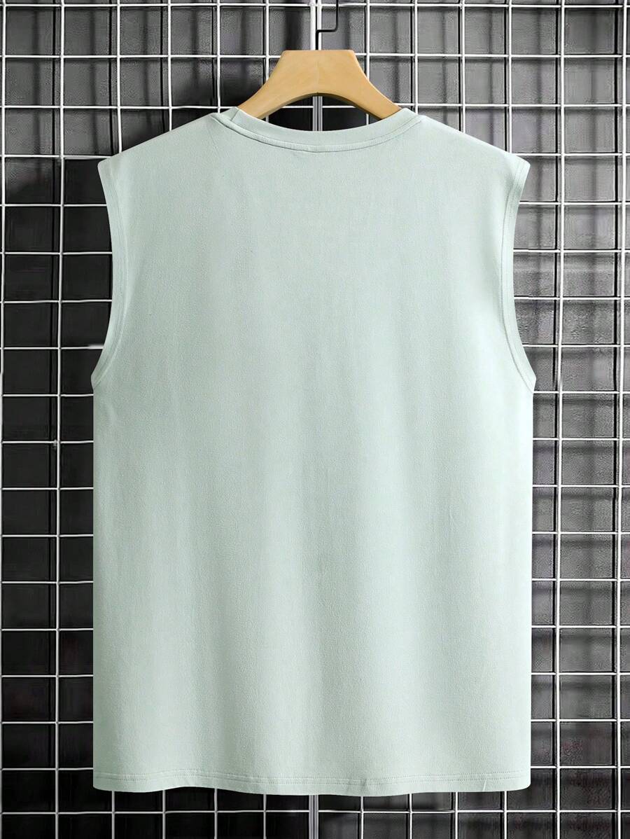 Chemise sans manches à col rond de couleur unie pour homme