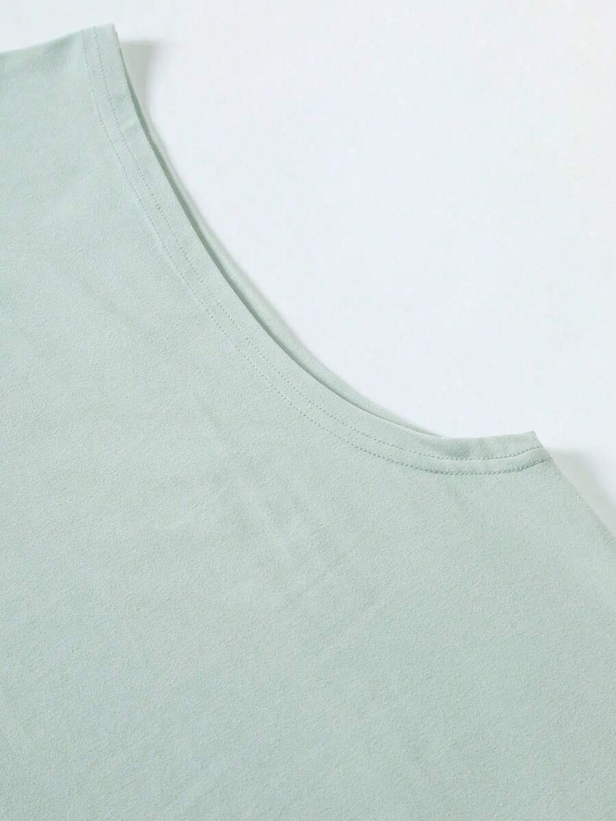 Chemise sans manches à col rond de couleur unie pour homme