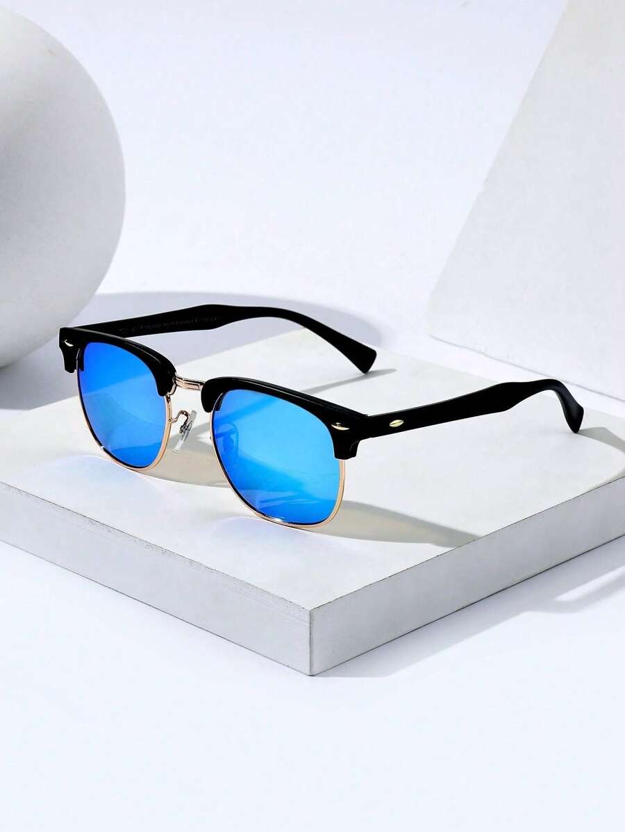 Lunettes de soleil à monture métallique avec verres réfléchissants dégradés