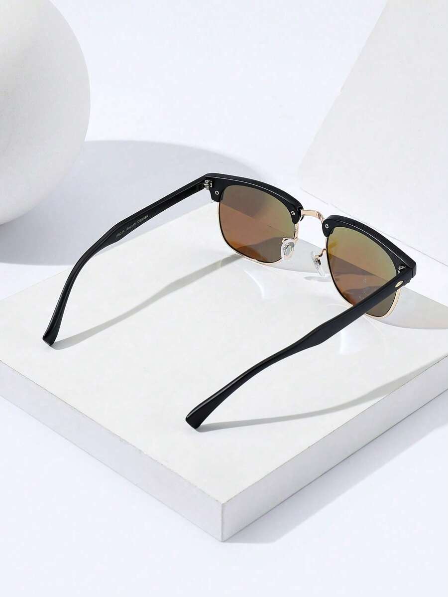 Lunettes de soleil à monture métallique avec verres réfléchissants dégradés