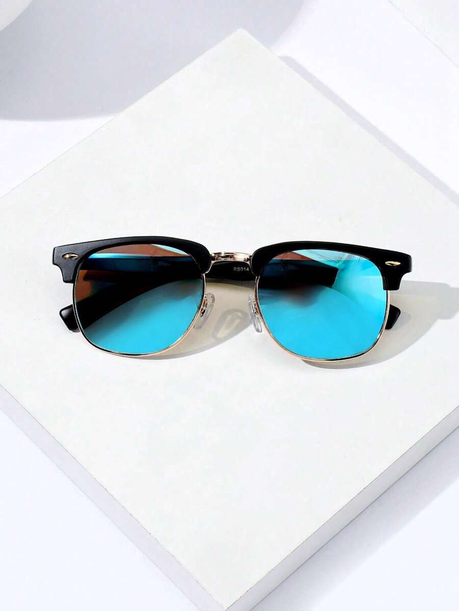 Lunettes de soleil à monture métallique avec verres réfléchissants dégradés