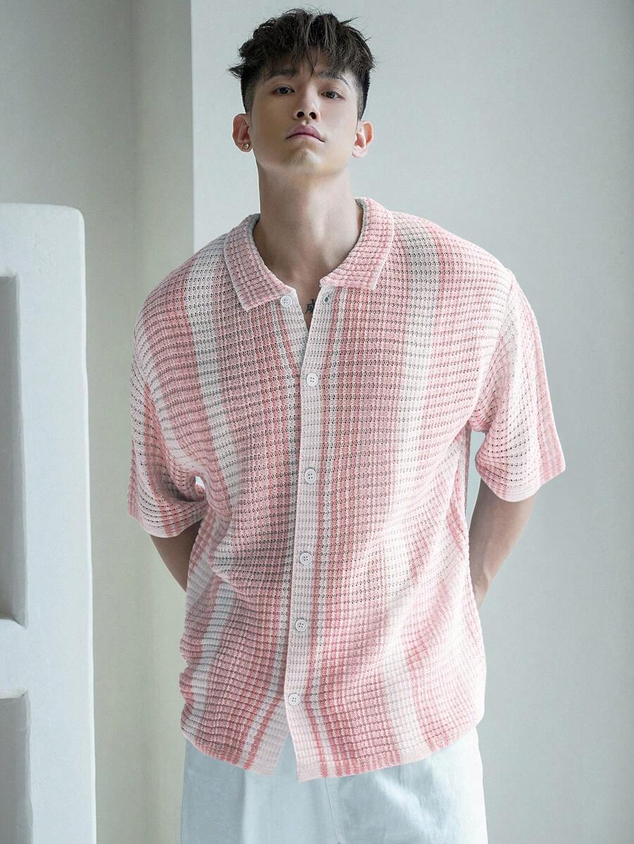 Chemises au crochet élégantes homme col classique été léger chic