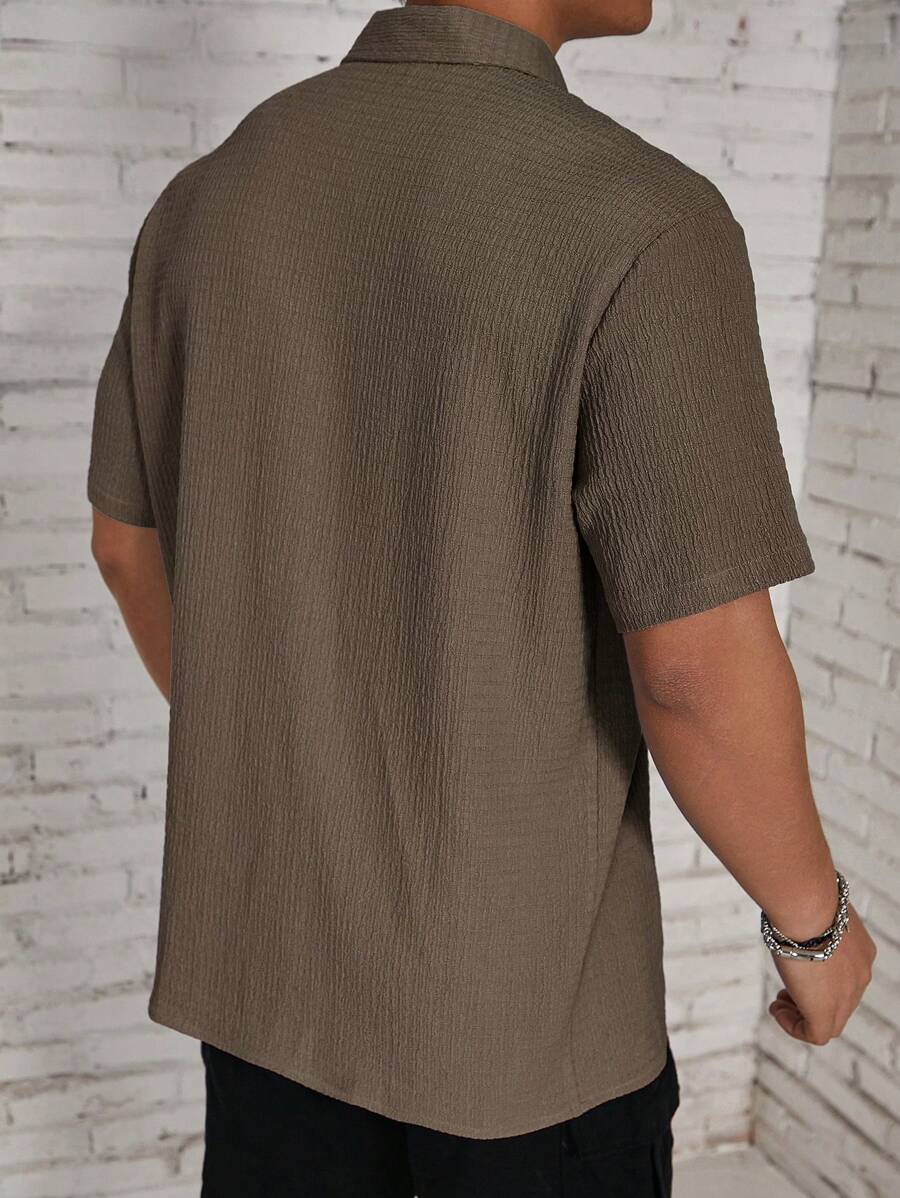 Chemise jacquard en tricot Resort pour homme - Coupe ample et plissée