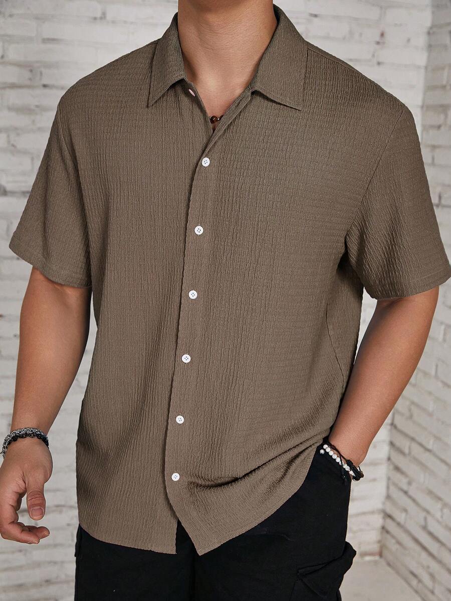 Chemise jacquard en tricot Resort pour homme - Coupe ample et plissée