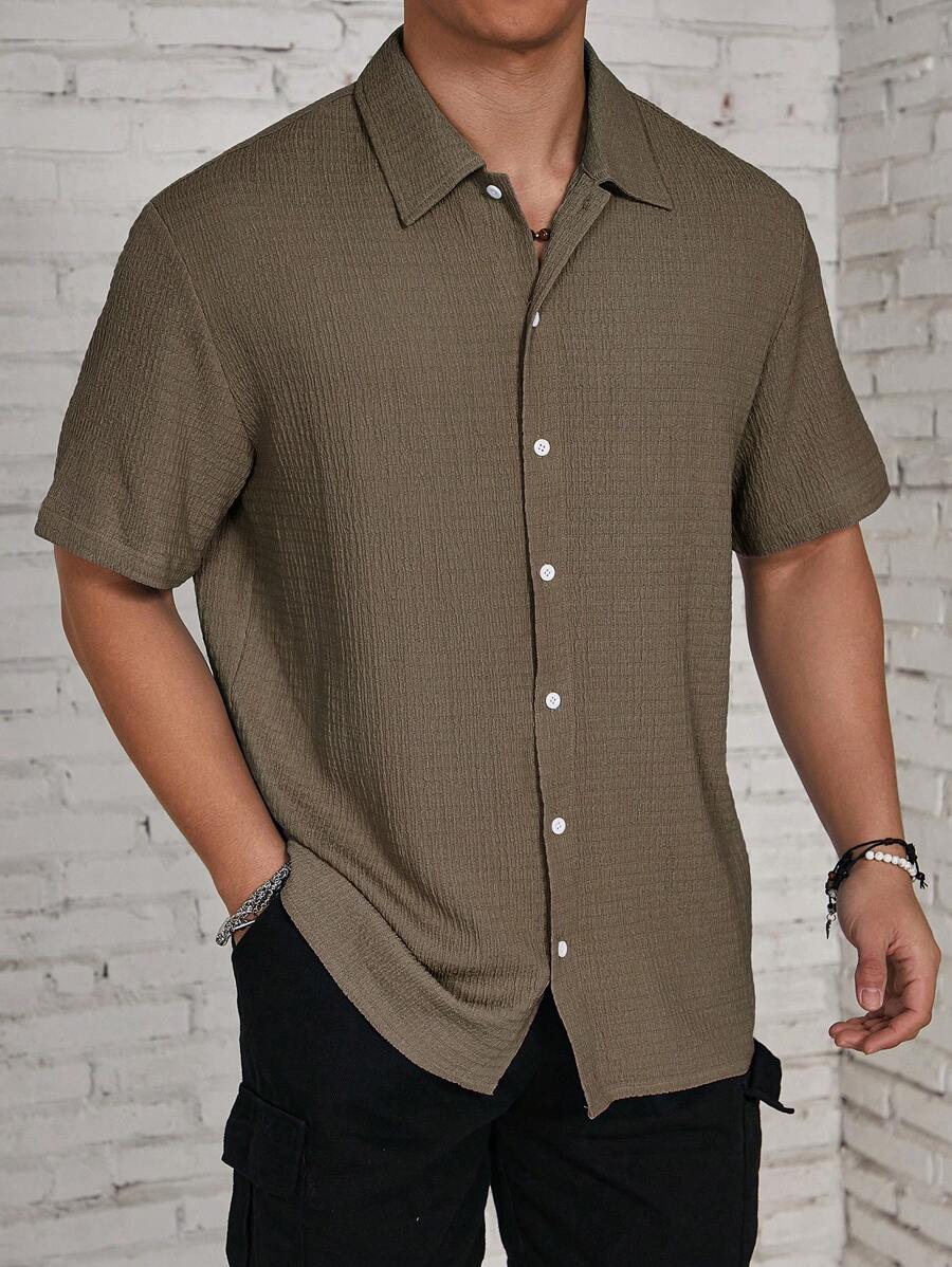 Chemise jacquard en tricot Resort pour homme - Coupe ample et plissée