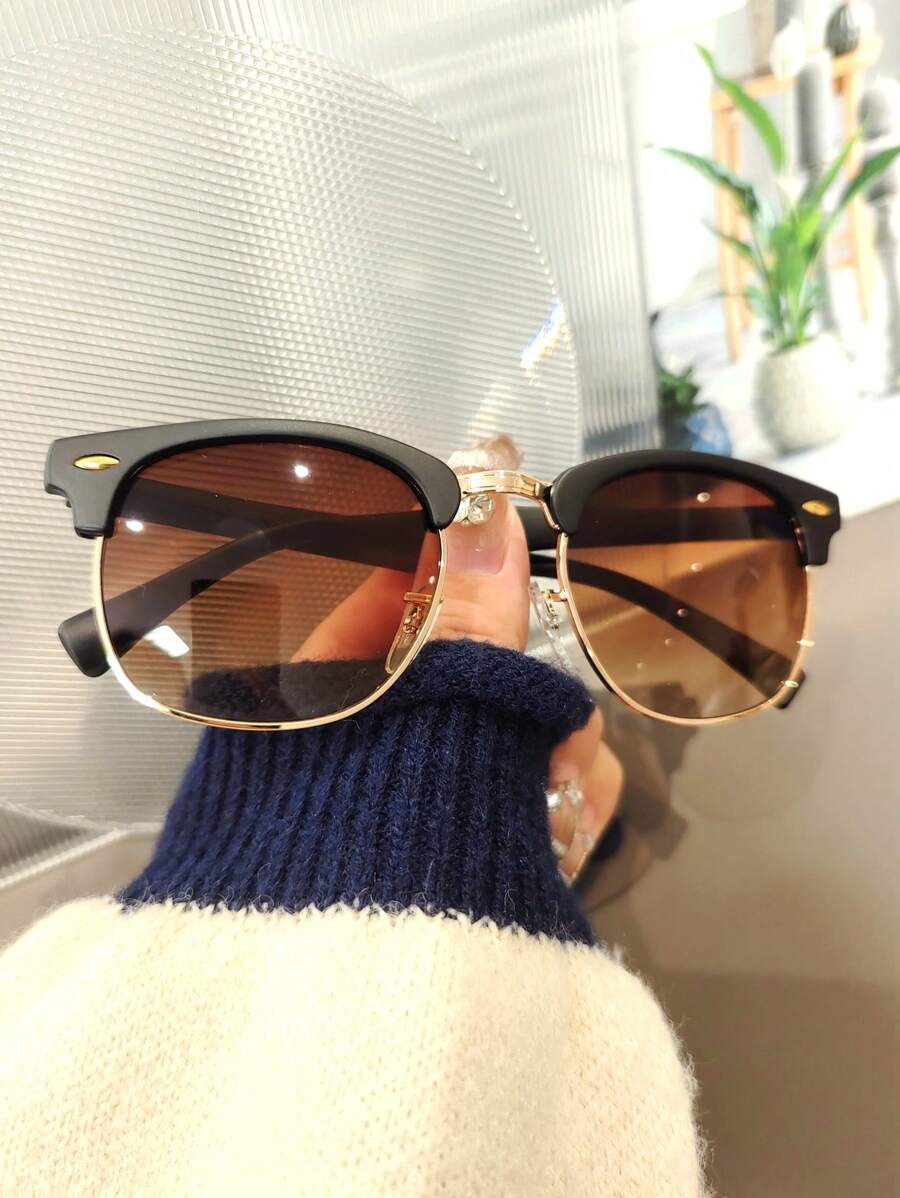 Lunettes de soleil à monture métallique avec verres réfléchissants dégradés