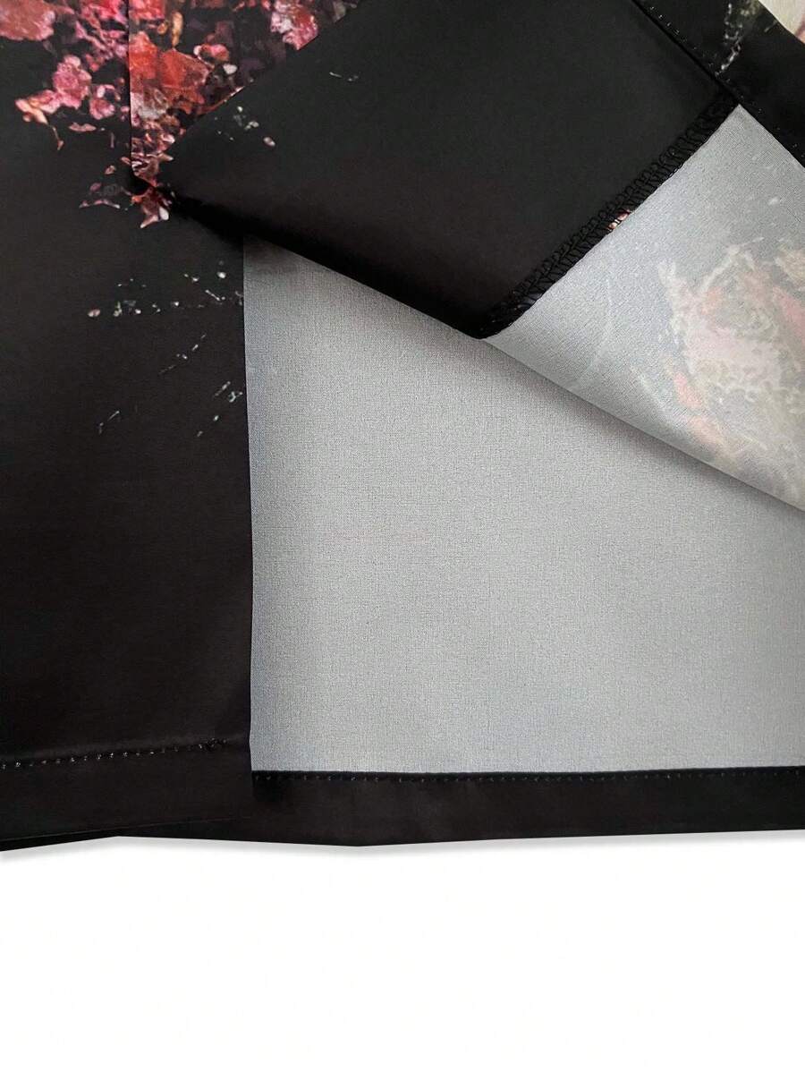 Chemise jacquard décontractée à boutons et motif floral pour homme