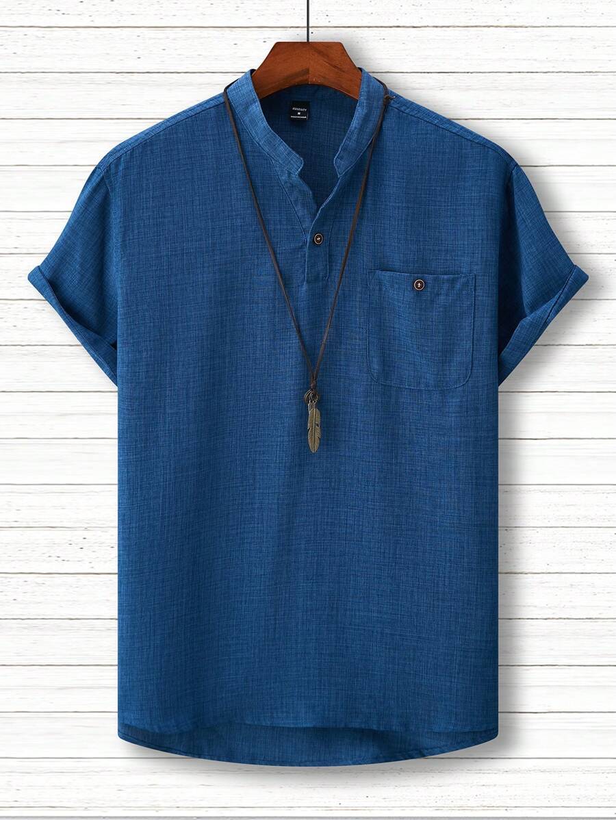Chemise ample en lin avec poche – Streetwear léger pour homme