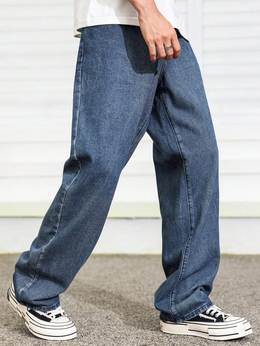 Pantalon ample droit pour homme – Denim décontracté à jambe large