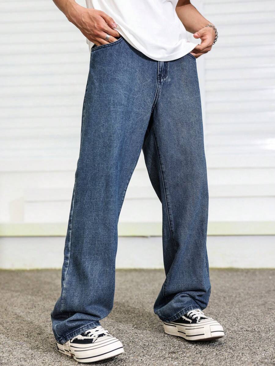 Pantalon ample droit pour homme – Denim décontracté à jambe large