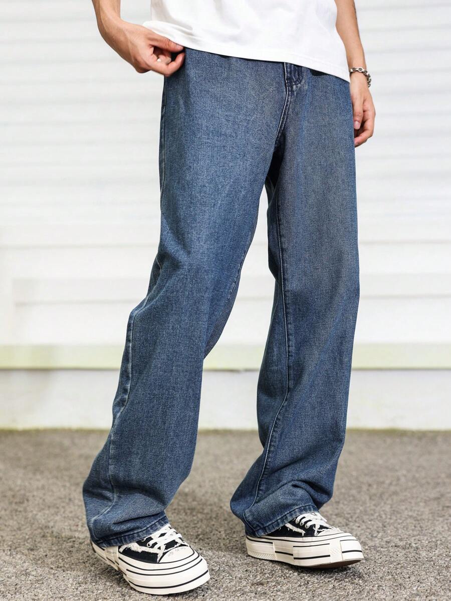 Pantalon ample droit pour homme – Denim décontracté à jambe large