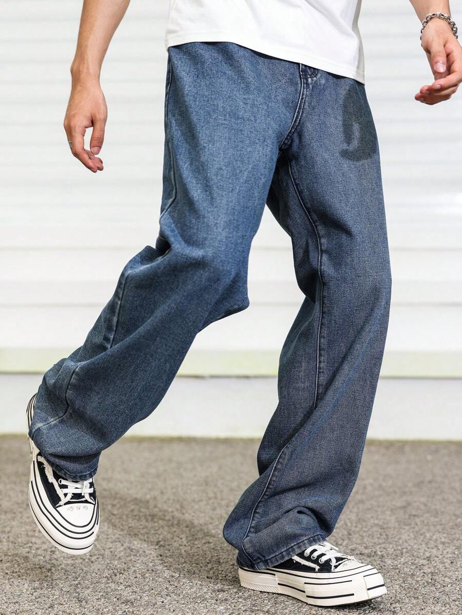 Pantalon ample droit pour homme – Denim décontracté à jambe large