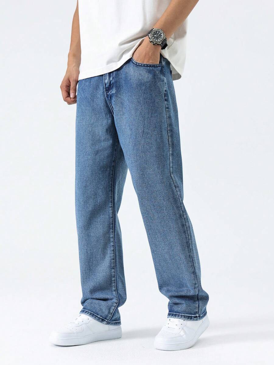 Pantalon ample droit pour homme – Denim décontracté à jambe large