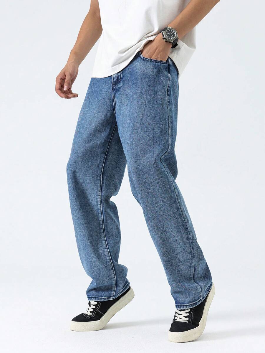 Pantalon ample droit pour homme – Denim décontracté à jambe large