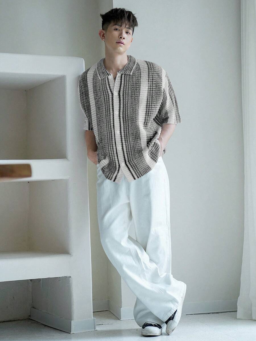 Chemises au crochet élégantes homme col classique été léger chic