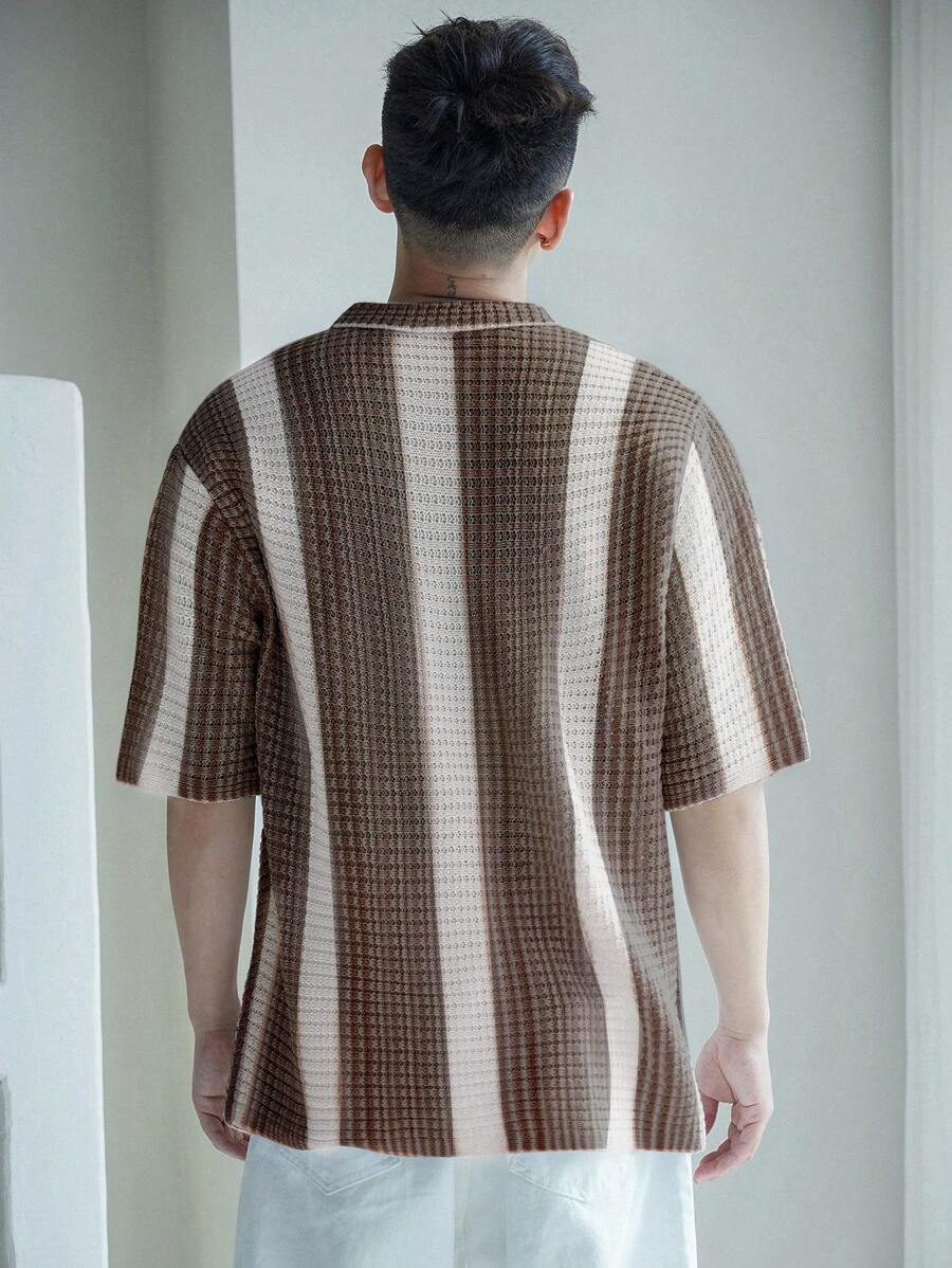 Chemises décontractées à rayures et boutons au crochet - haut d'été pour hommes