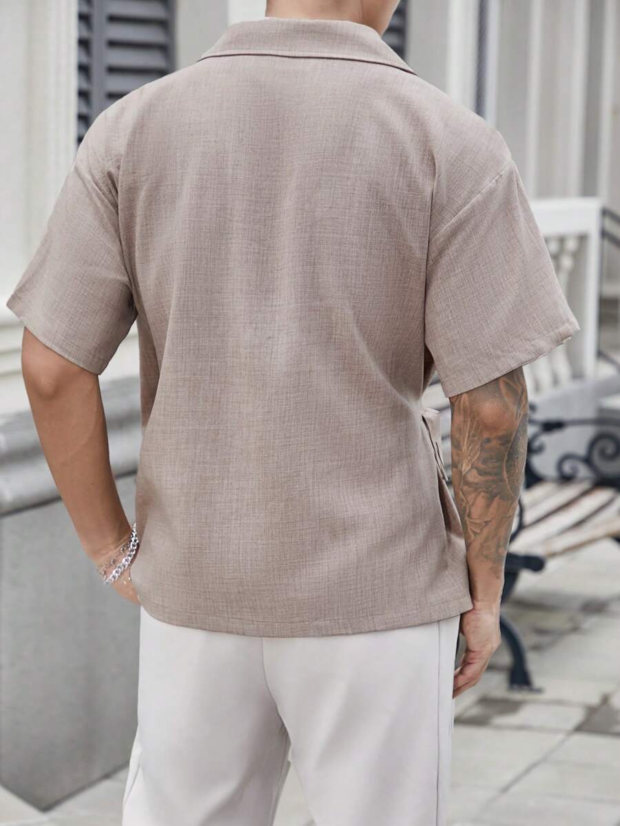 Chemise en lin à taille nouée et poche – Vêtement respirant pour homme