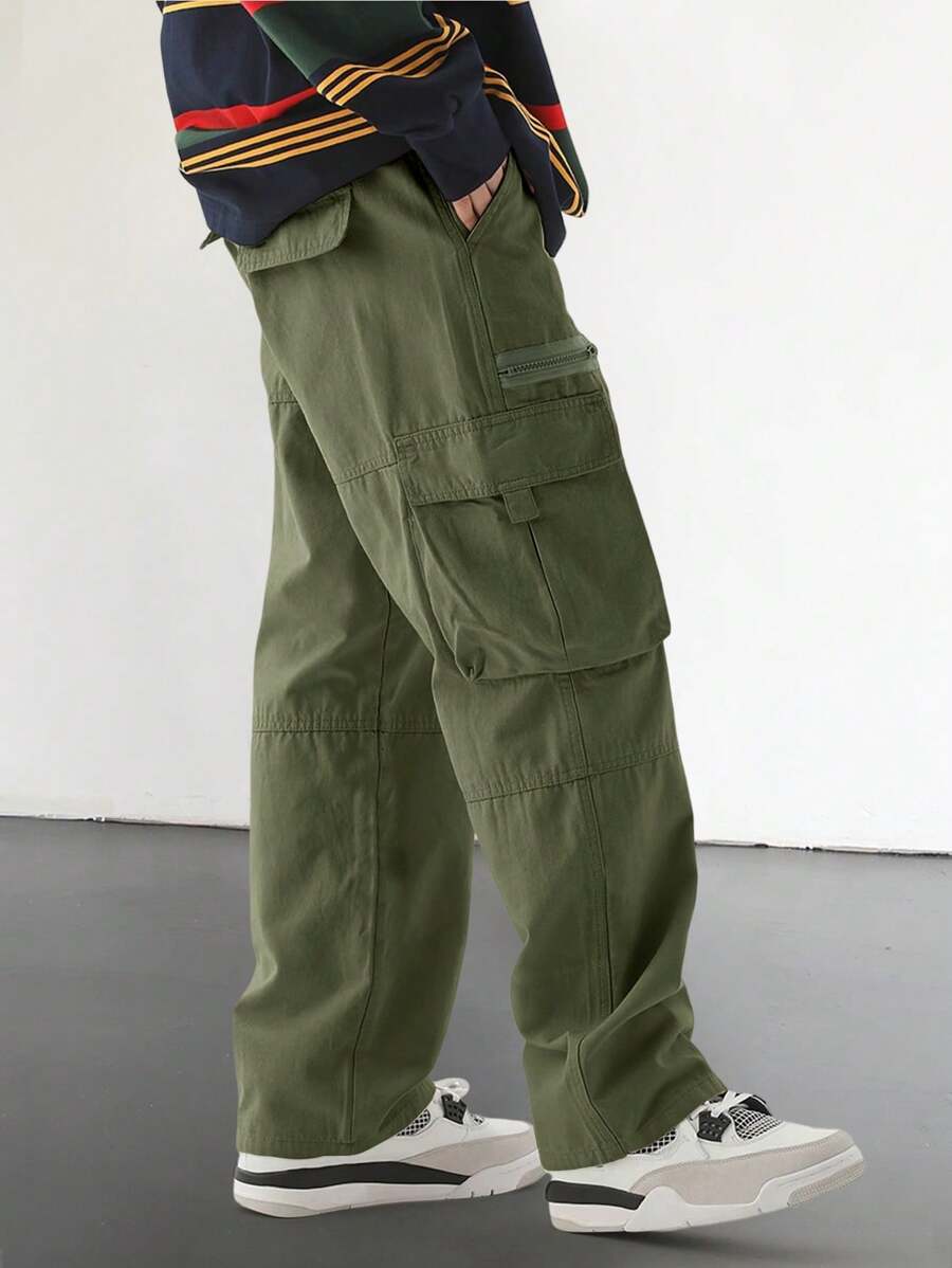 Pantalon cargo homme coupe ample avec poches rabat style décontracté