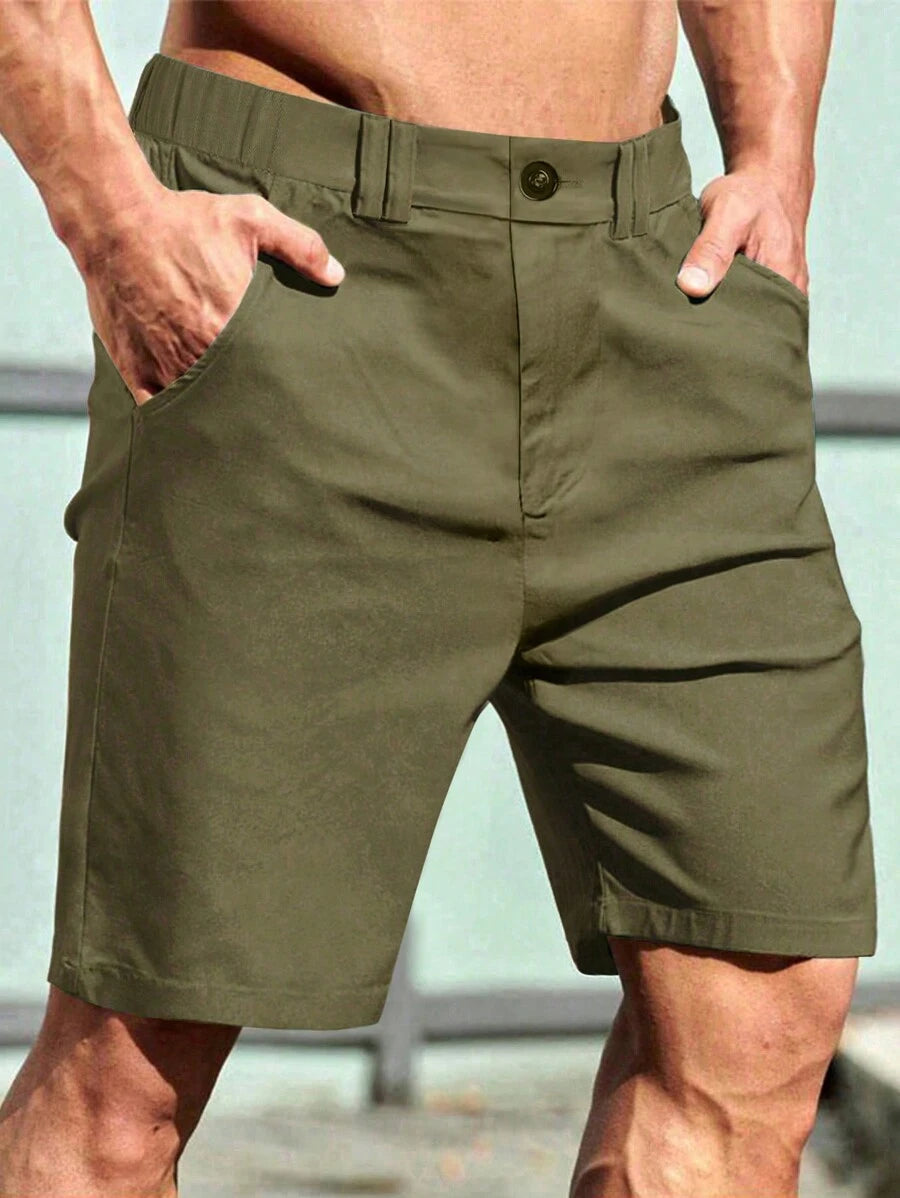 Bermuda athlétique taille haute avec bouton – Coupe streetwear pour homme