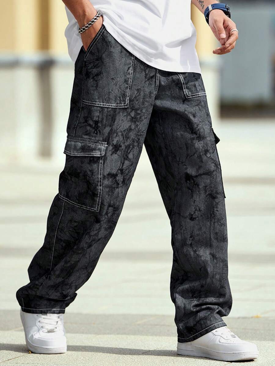 Pantalon cargo ample camouflage pour homme – Pantalon utilitaire à jambe large