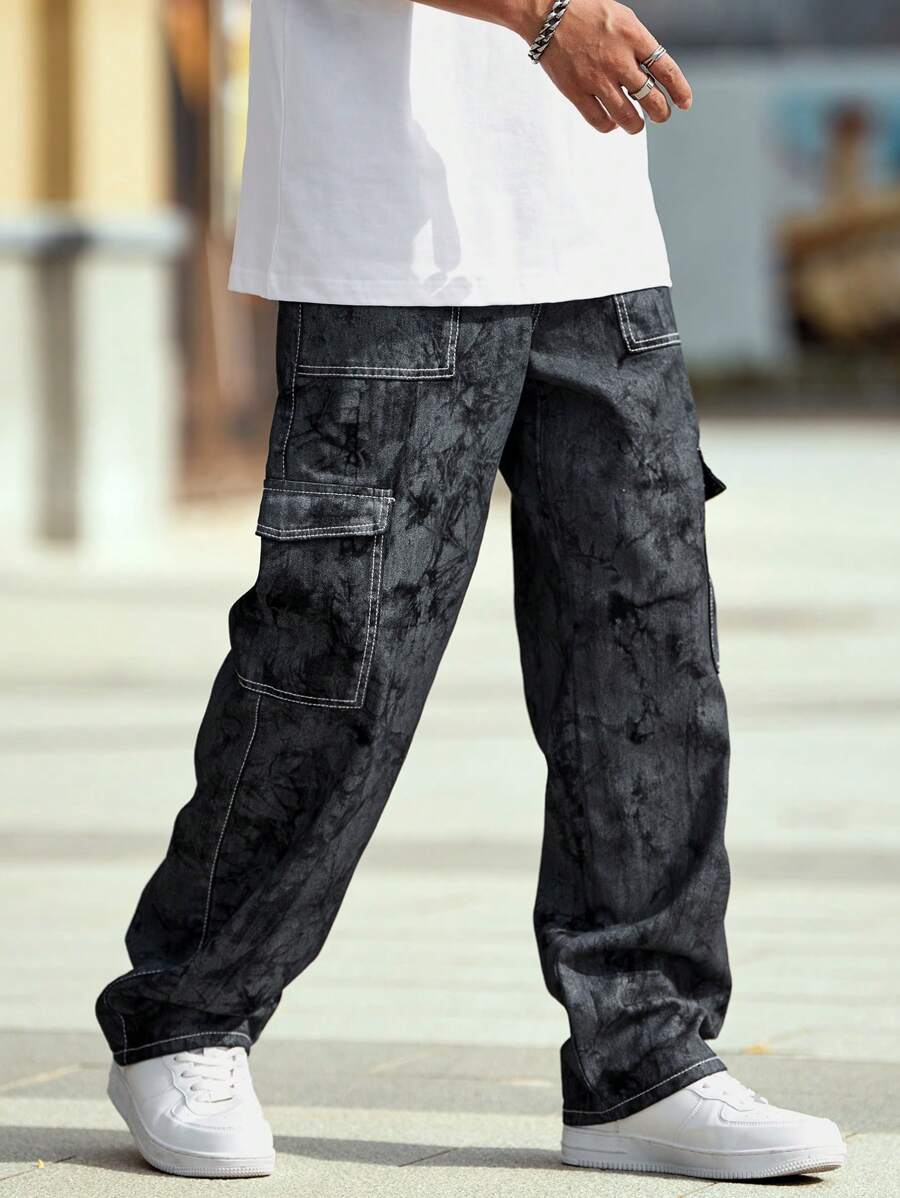 Pantalon cargo ample camouflage pour homme – Pantalon utilitaire à jambe large