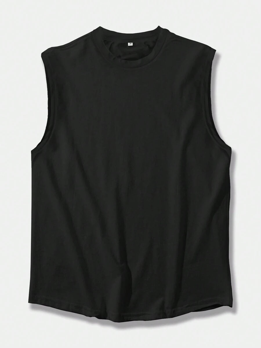 Chemise sans manches à col rond de couleur unie pour homme