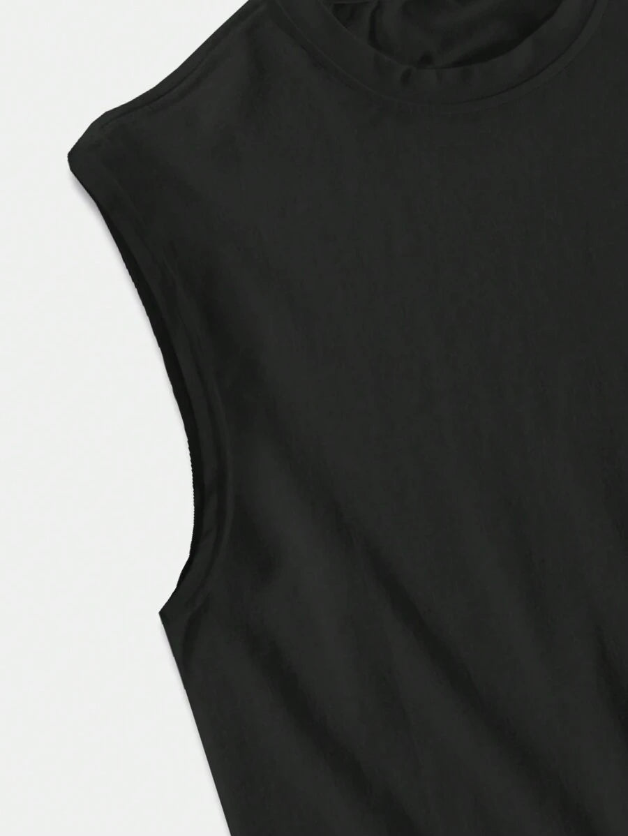 Chemise sans manches à col rond de couleur unie pour homme