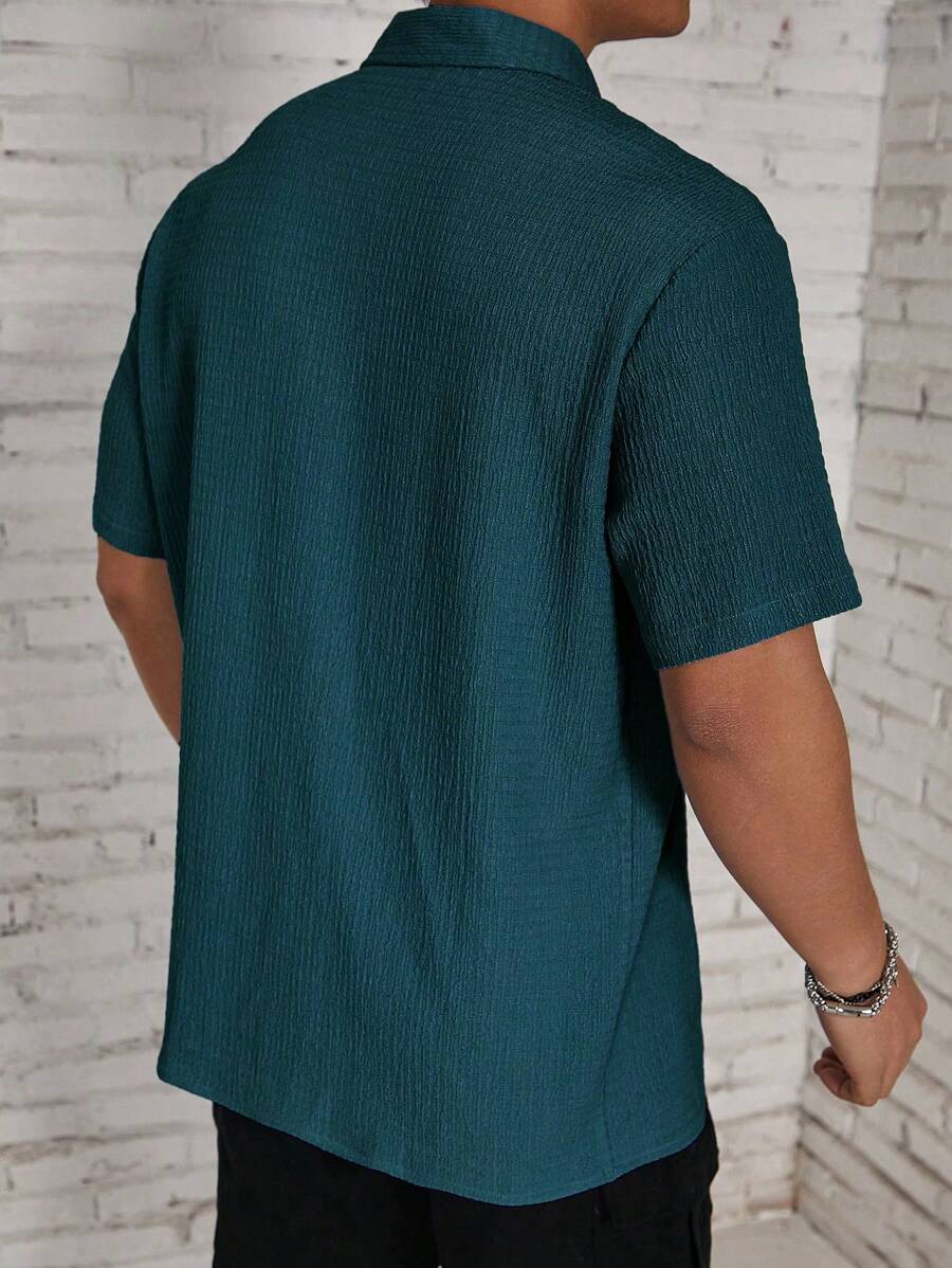 Chemise jacquard en tricot Resort pour homme - Coupe ample et plissée