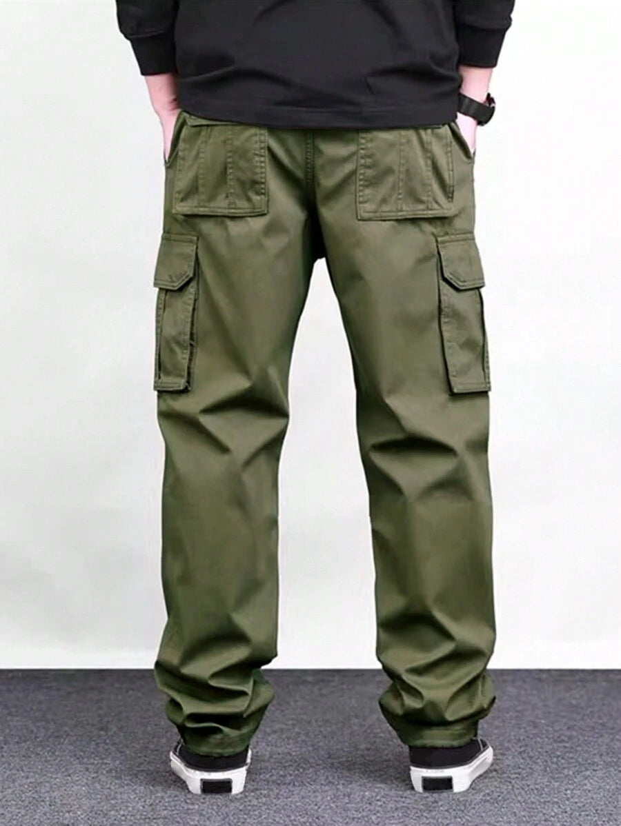 Pantalon cargo ample et décontracté avec cordon de serrage à la taille et poches à rabat