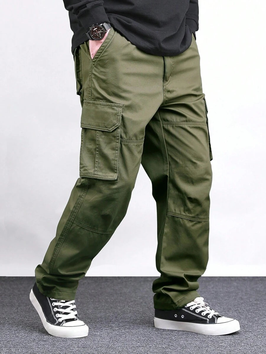 Pantalon cargo ample et décontracté avec cordon de serrage à la taille et poches à rabat