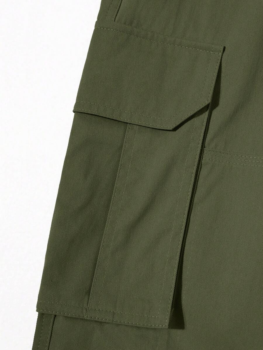 Pantalon cargo ample et décontracté avec cordon de serrage à la taille et poches à rabat