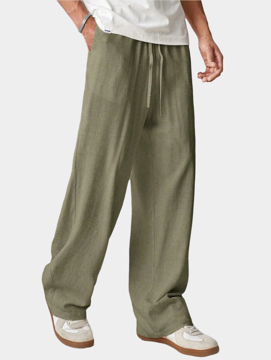 Pantalon de lin avec cordon de serrage pour homme – Tenue décontractée au quotidien