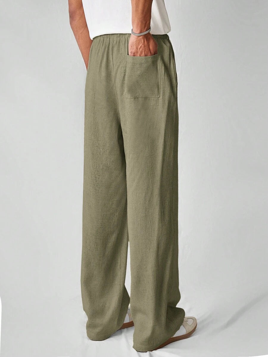 Pantalon de lin avec cordon de serrage pour homme – Tenue décontractée au quotidien