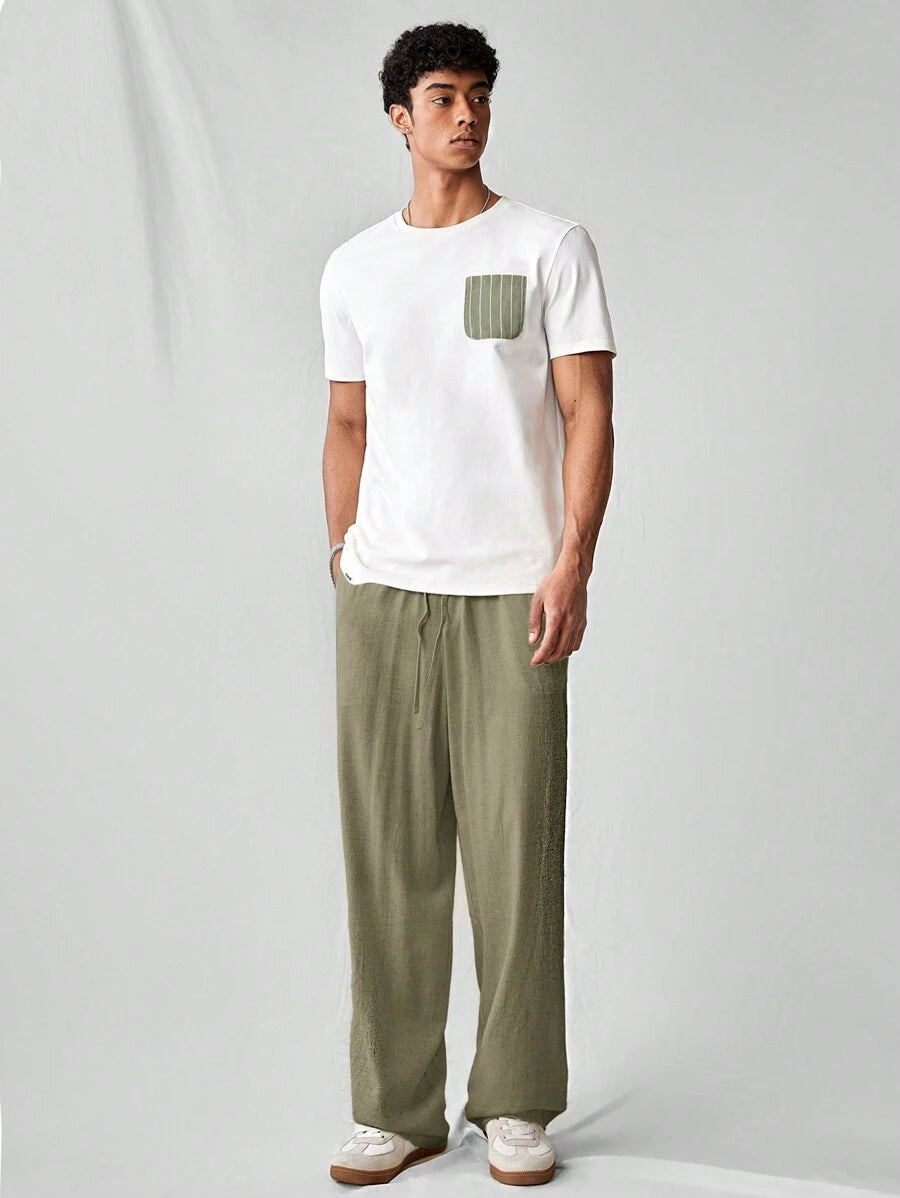 Pantalon de lin avec cordon de serrage pour homme – Tenue décontractée au quotidien