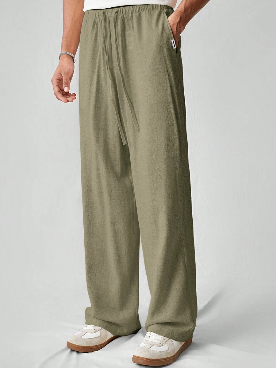 Pantalon de lin avec cordon de serrage pour homme – Tenue décontractée au quotidien