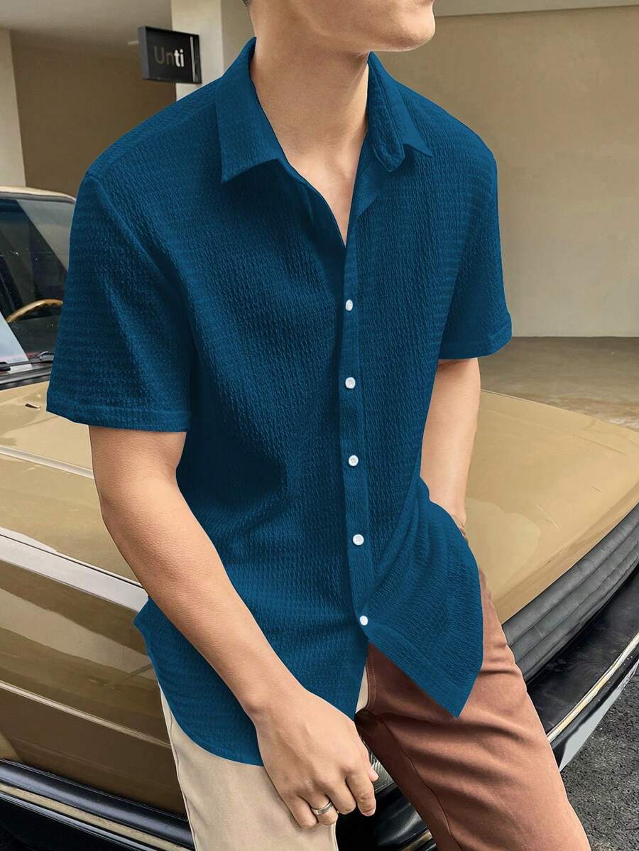 Chemise boutonnée à épaules tombantes coupe régulière pour homme