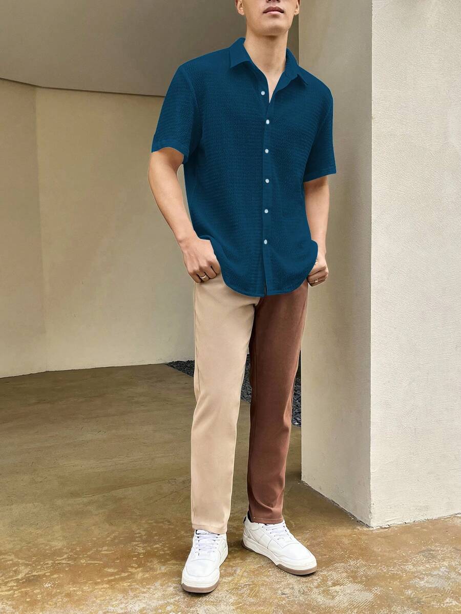 Chemise boutonnée à épaules tombantes coupe régulière pour homme