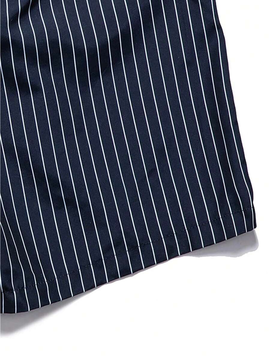Shorts courts rayés avec cordon pour hommes - style décontracté chic