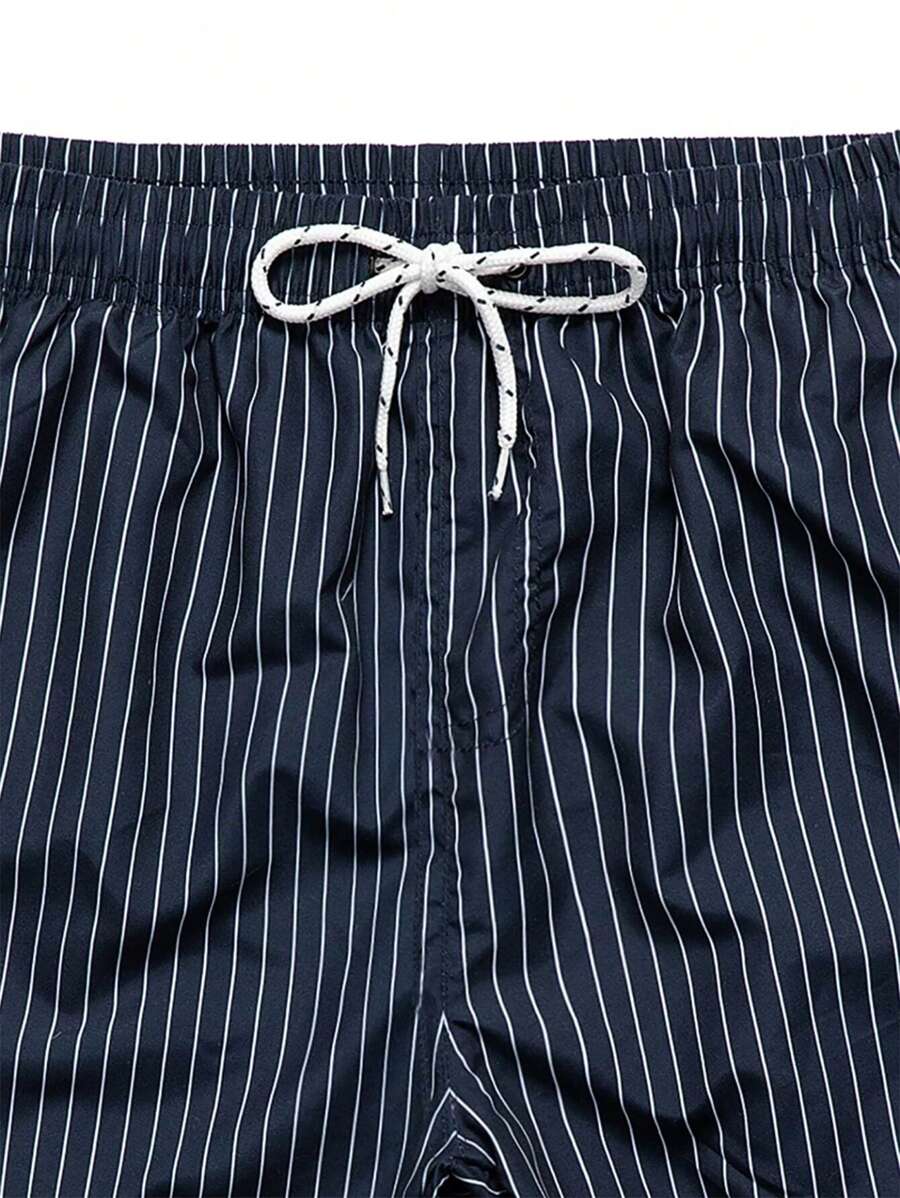 Shorts courts rayés avec cordon pour hommes - style décontracté chic