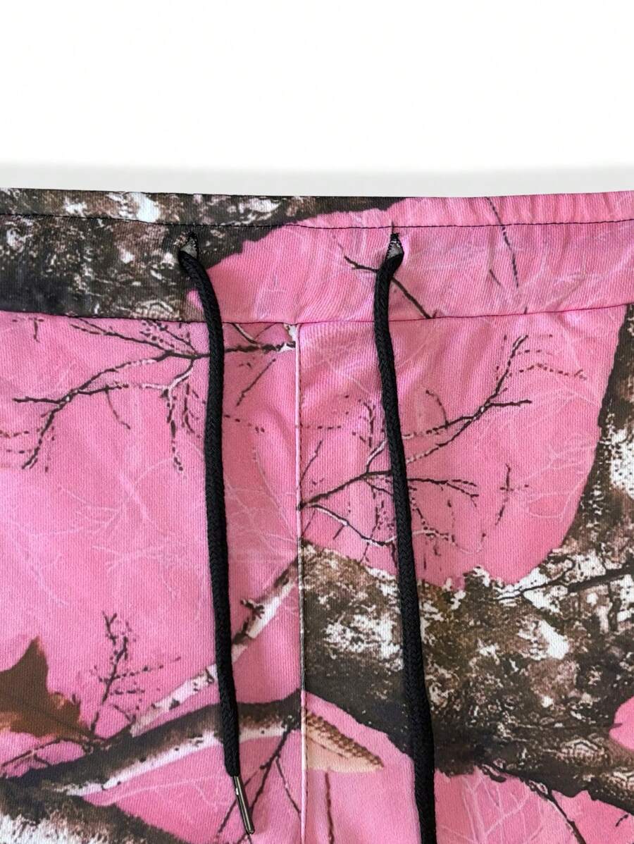 Pantalon de survêtement coupe droite, décontracté et à imprimé intégral