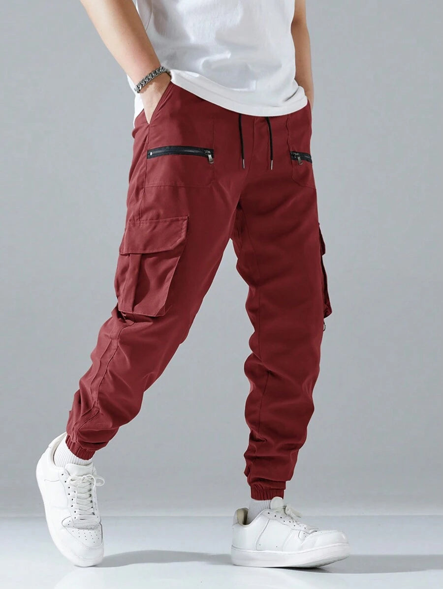 Pantalon cargo ample avec poches à rabat et cordons de serrage pour homme