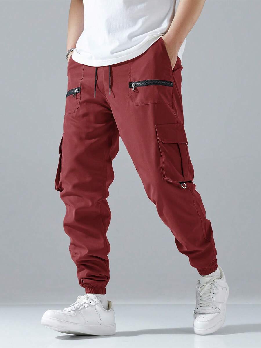 Pantalon cargo ample avec poches à rabat et cordons de serrage pour homme