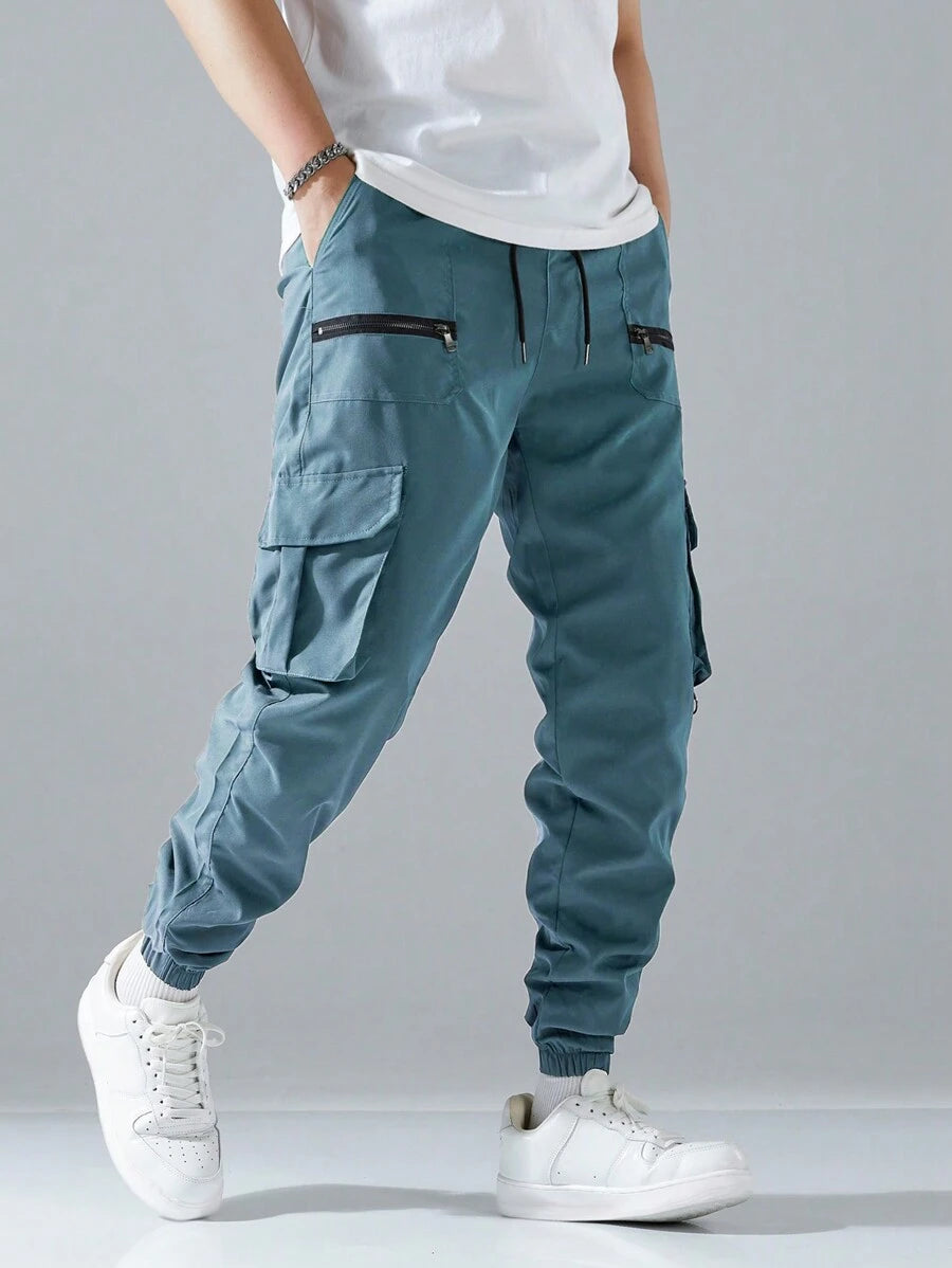 Pantalon cargo ample avec poches à rabat et cordons de serrage pour homme