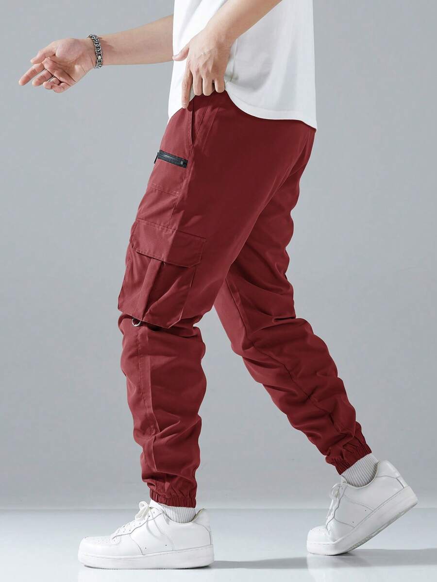 Pantalon cargo ample avec poches à rabat et cordons de serrage pour homme