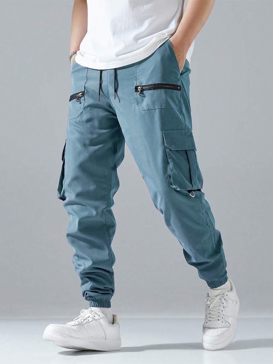 Pantalon cargo ample avec poches à rabat et cordons de serrage pour homme
