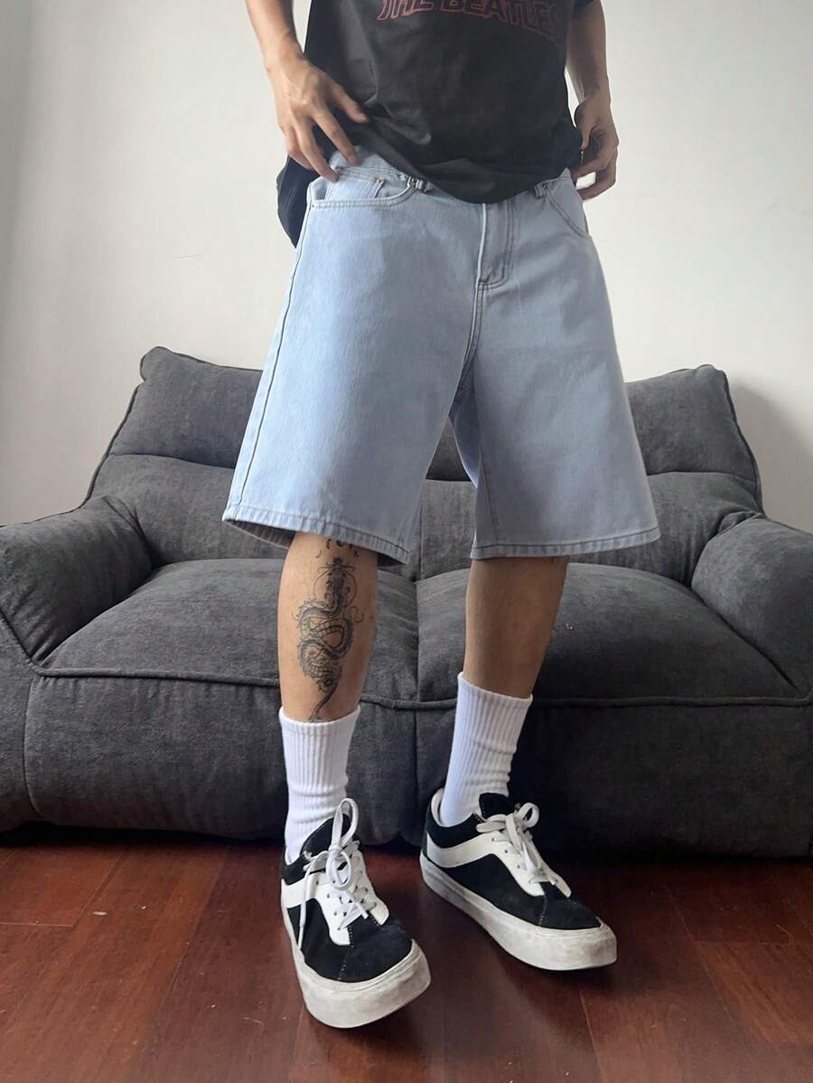 Bermuda large avec détails de boutons et de poches pour homme
