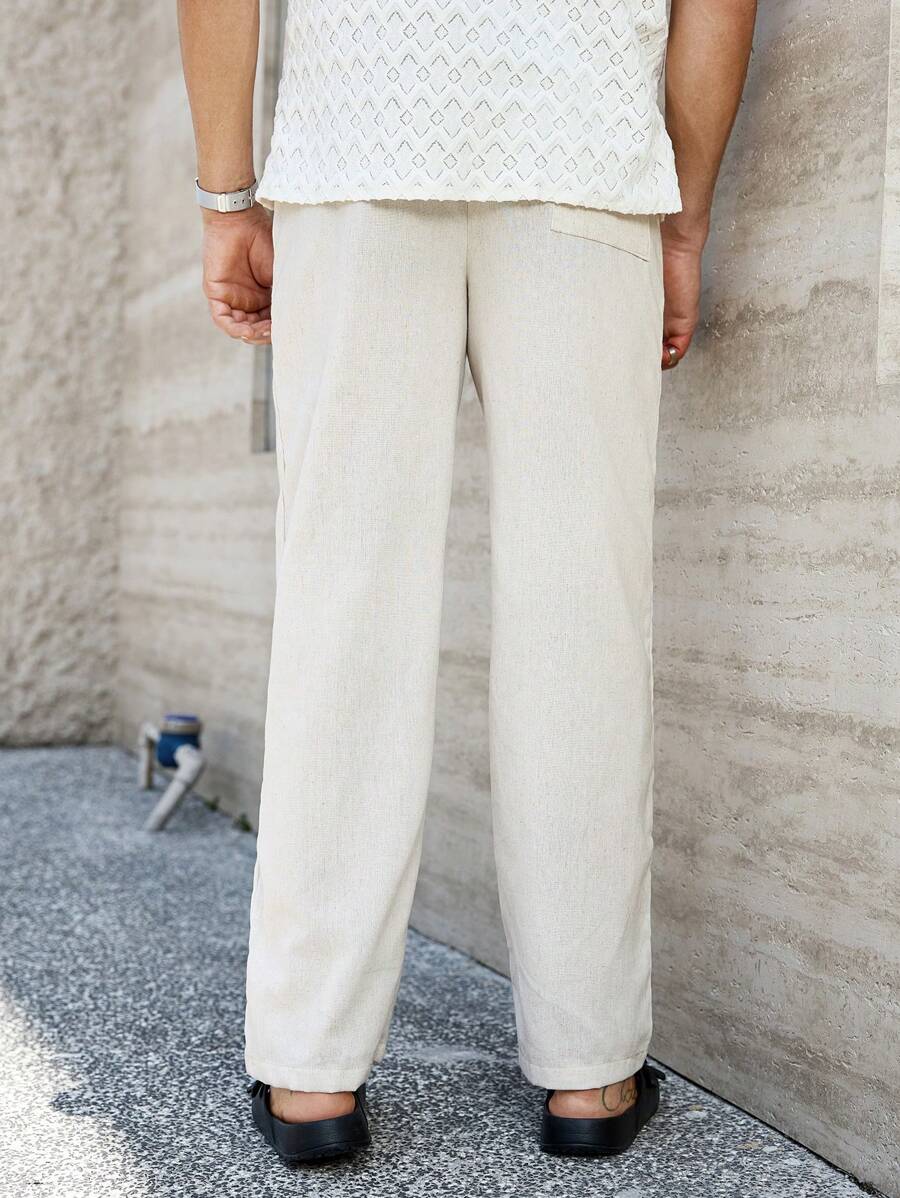 Pantalon de lin respirant avec poches plaquées – Coupe droite décontractée
