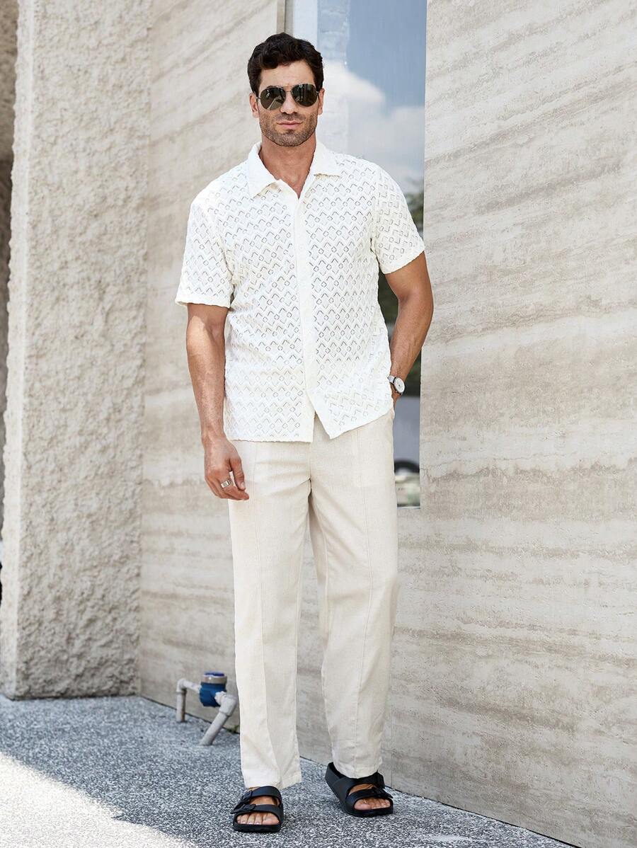 Pantalon de lin respirant avec poches plaquées – Coupe droite décontractée